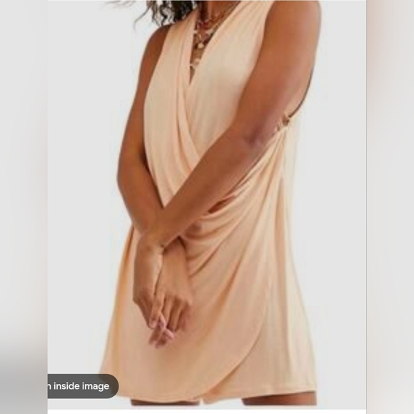 Free people Beach Pants - NWOT Free People Peach Draped Sleeveless Romper